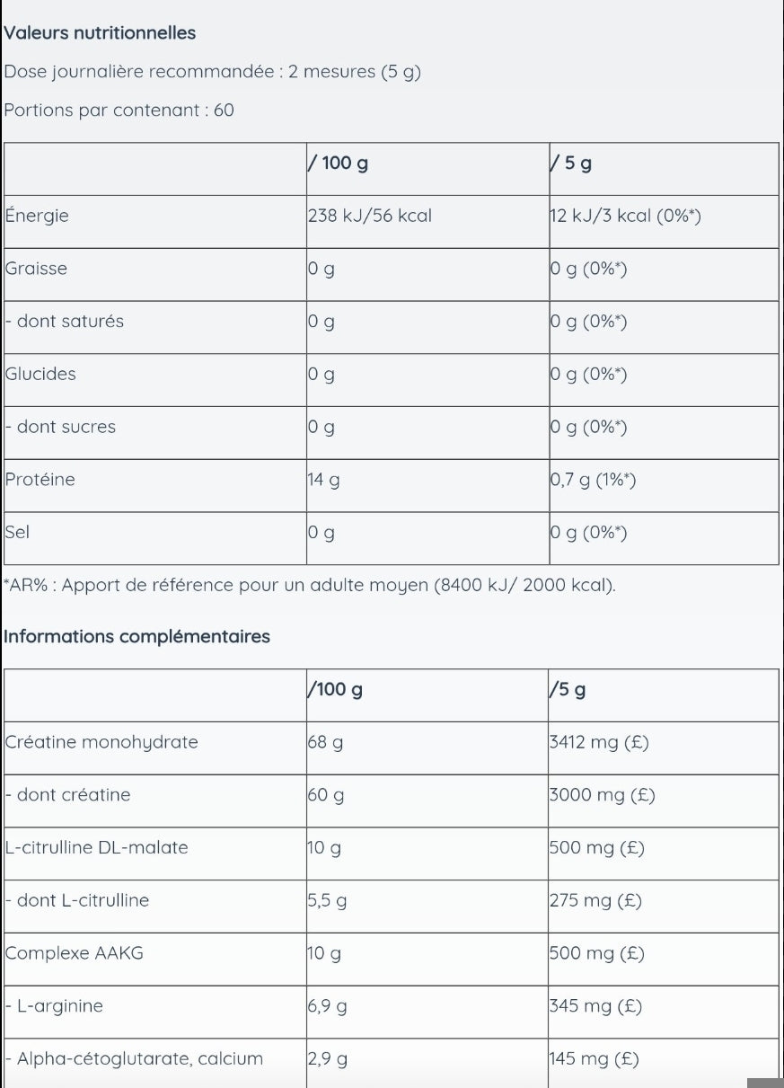 Créatine + Premium sans sucre